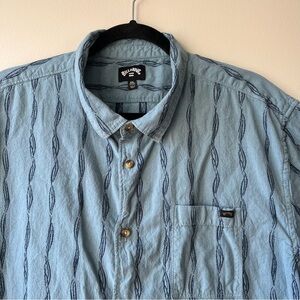 Billabong Men’s XXL Blue Patterned Button-Up Shirt Cotton Chest Pocket